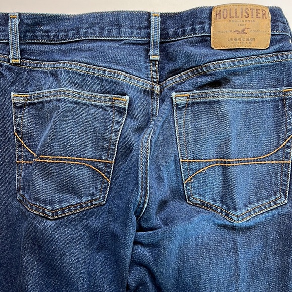 Vintage Hollister Slim Fit Blue Denim Jeans 32 32 Button Fly - Picture 5 of 11